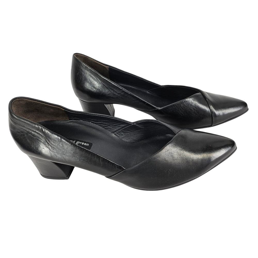 PAUL GREEN RENDI BLACK LEATHER PUMP SHOES – WOMEN'S SIZE 6.5 – LIKE NEW